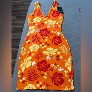 Orange tropical dress